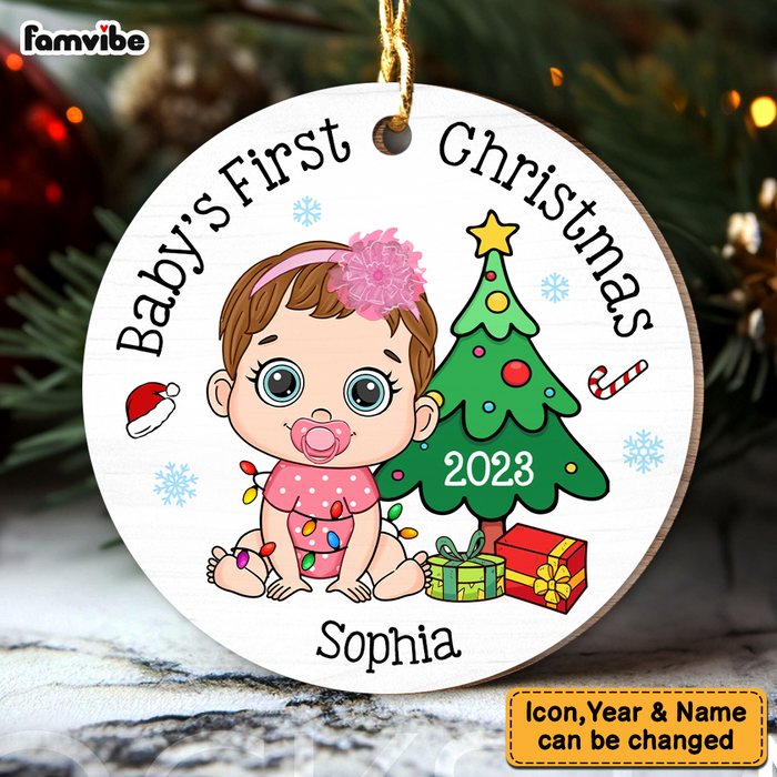 Personalized Baby 1st Christmas Circle Ornament 28643 1