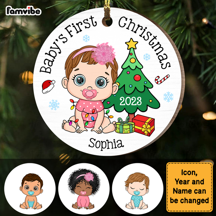 Personalized Baby 1st Christmas Circle Ornament 28643 1