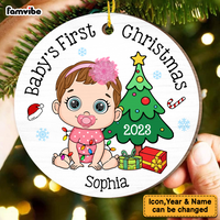 Personalized Baby 1st Christmas Circle Ornament 28643 thumb 1