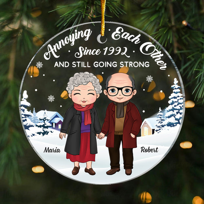 Personalized Gift For Old Couple Annoying Each Other Circle Ornament 28647 1