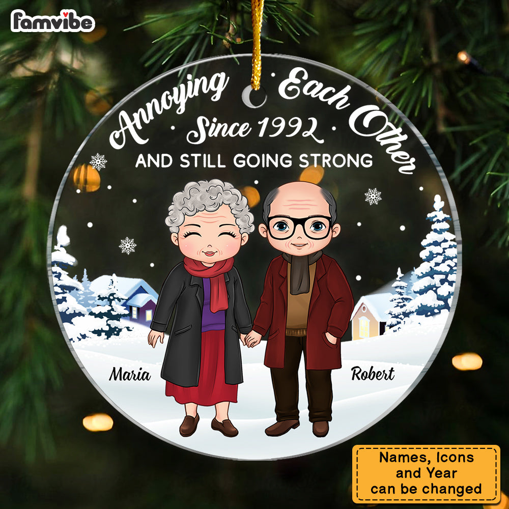 Personalized Gift For Old Couple Annoying Each Other Circle Ornament 28647 Primary Mockup