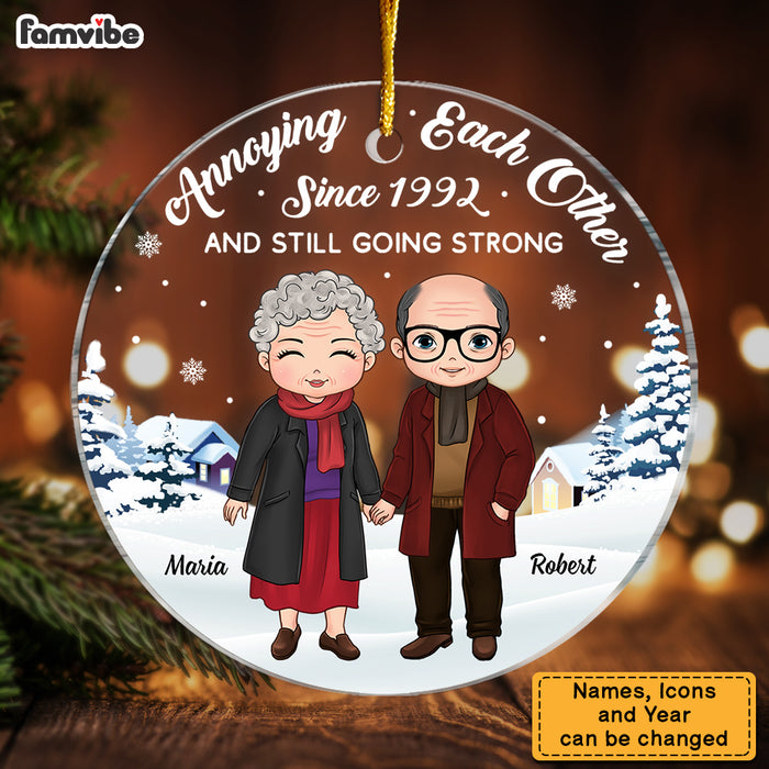 Personalized Gift For Old Couple Annoying Each Other Circle Ornament 28647 1
