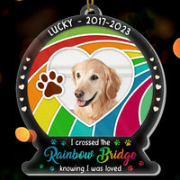 Personalized Dog Memorial Gift Crossed The Rainbow Bridge Snow Globe Photo Ornament 28662 thumb 1