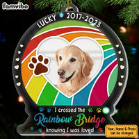 Personalized Dog Memorial Gift Crossed The Rainbow Bridge Snow Globe Photo Ornament 28662 thumb 1