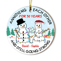 Personalized Christmas Gift For Couple Snowman Annoying Each Other Circle Ornament 28664 thumb 1