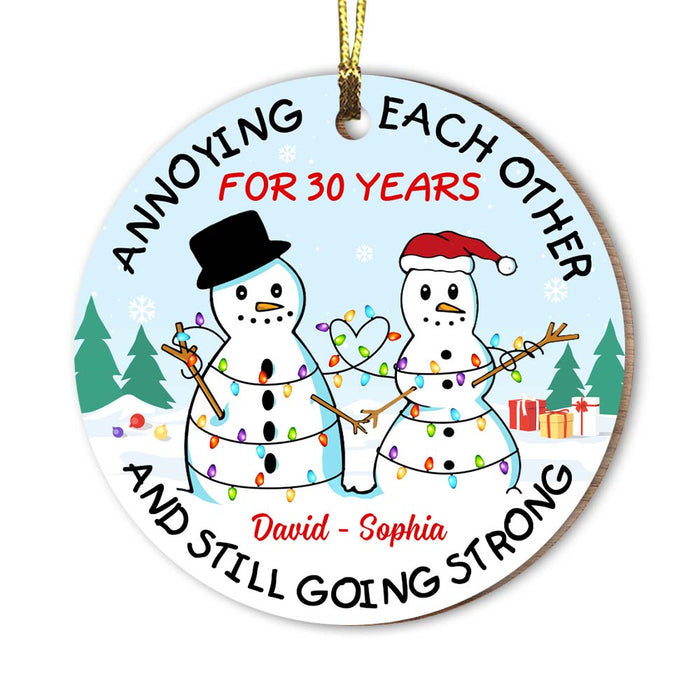 Personalized Christmas Gift For Couple Snowman Annoying Each Other Circle Ornament 28664 1