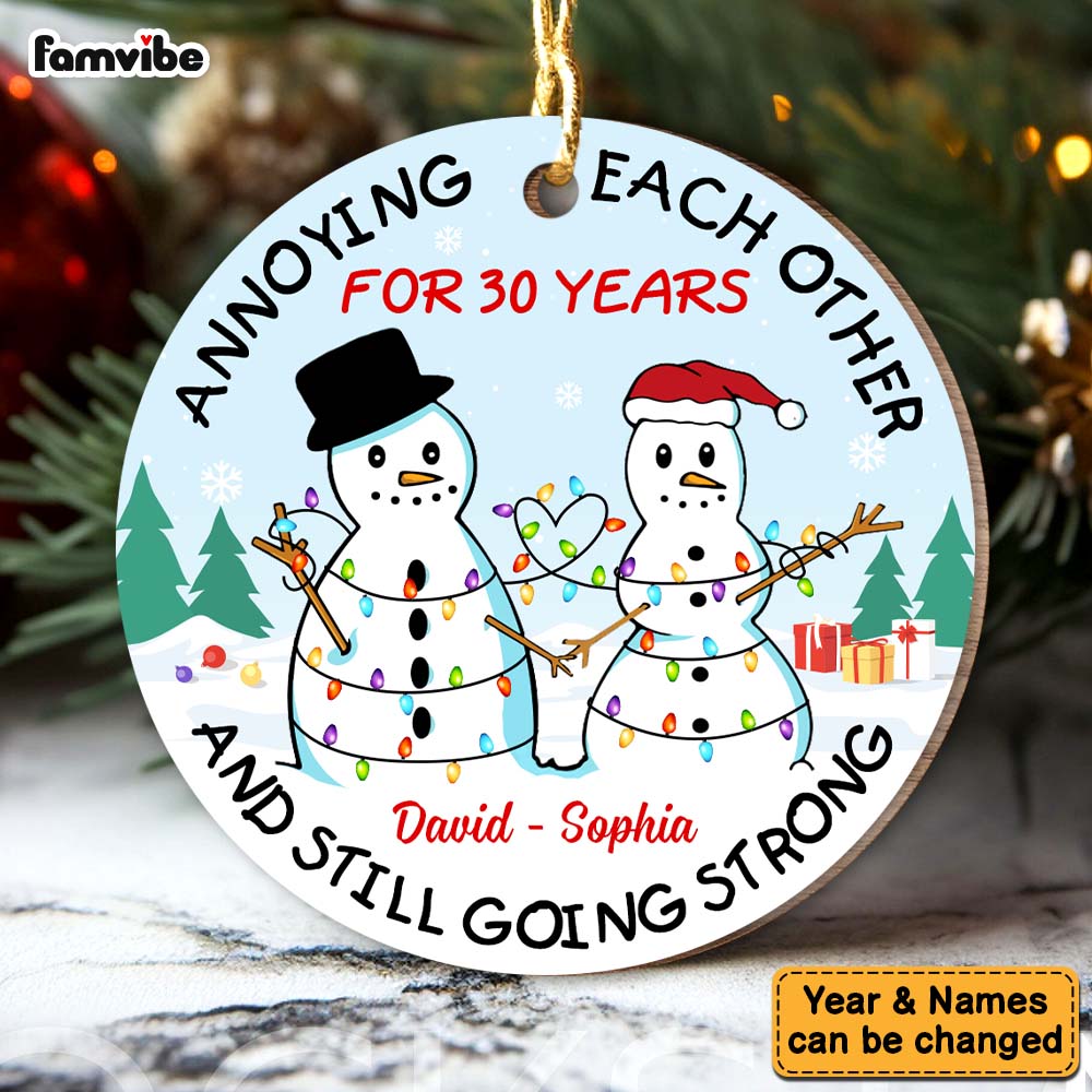 Personalized Christmas Gift For Couple Snowman Annoying Each Other Circle Ornament 28664 Primary Mockup