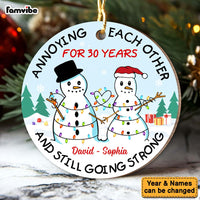 Personalized Christmas Gift For Couple Snowman Annoying Each Other Circle Ornament 28664 thumb 1