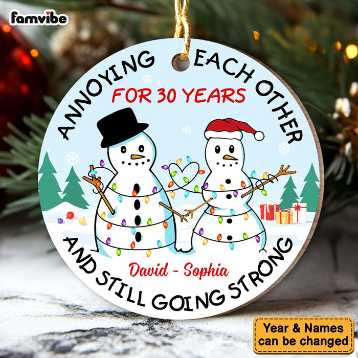 Personalized Christmas Gift For Couple Snowman Annoying Each Other Circle Ornament 28664 1