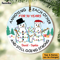Personalized Christmas Gift For Couple Snowman Annoying Each Other Circle Ornament 28664 thumb 1