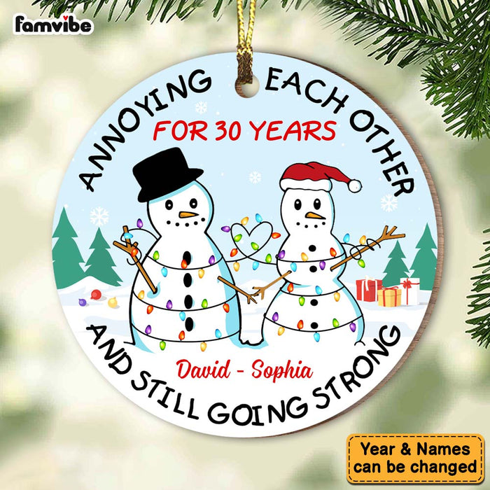 Personalized Christmas Gift For Couple Snowman Annoying Each Other Circle Ornament 28664 1