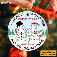 Personalized Christmas Gift For Couple Snowman Annoying Each Other Circle Ornament 28664 thumb 1