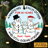 Personalized Christmas Gift For Couple Snowman Annoying Each Other Circle Ornament 28664 thumb 1