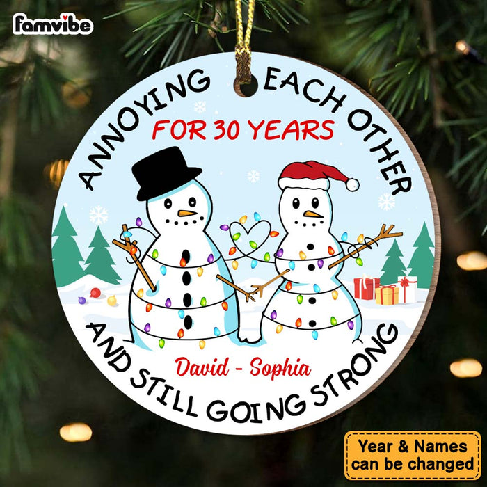 Personalized Christmas Gift For Couple Snowman Annoying Each Other Circle Ornament 28664 1
