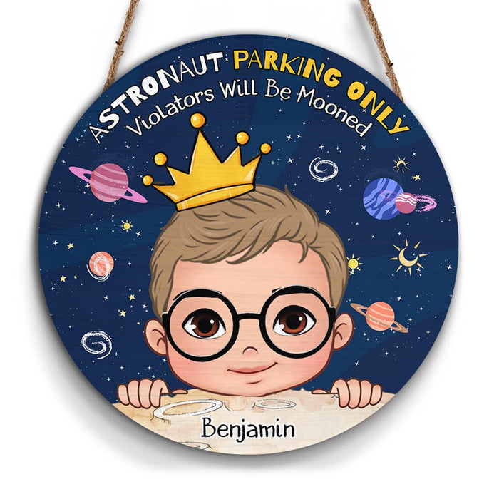 Personalized Birthday Gift For Grandson Astronaut Round Wood Sign 28674 1