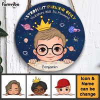 Personalized Birthday Gift For Grandson Astronaut Round Wood Sign 28674 thumb 1