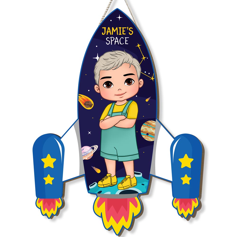 Personalized Birthday Gift For Grandson Universe Rocket Wood Sign 28675 Primary Mockup