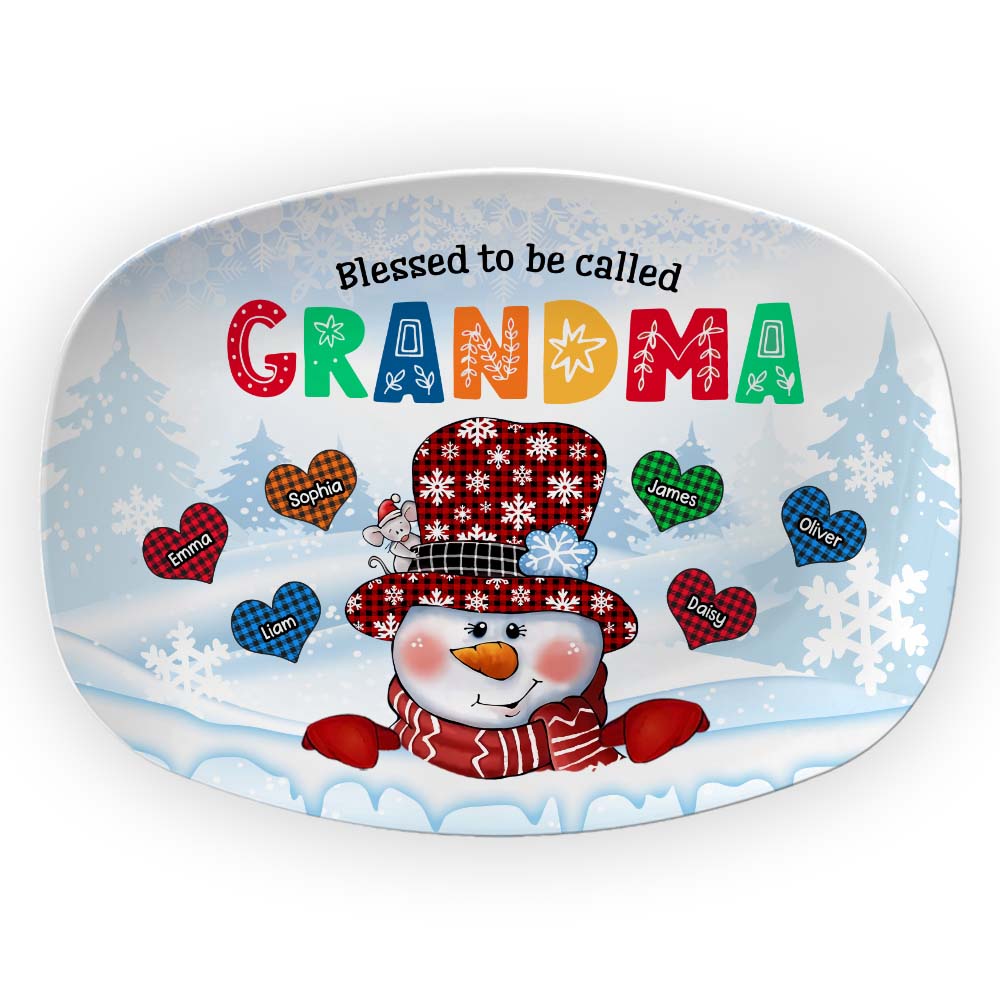 Personalized Blessed To Be Called Grandma Plate 28680 Primary Mockup