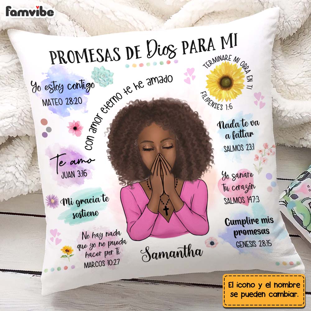 Personalized Gift For Daughter Promesas De Dios Para Mi Spanish Pillow 28687 Primary Mockup