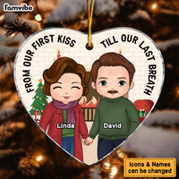 Personalized From Our First Kiss Couple Heart Ornament 28699 thumb 1
