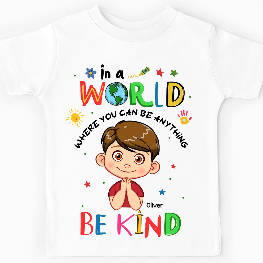 Personalized Gift For Grandson Be Kind Spread Kindness Kid T Shirt 28720 Mockup Black