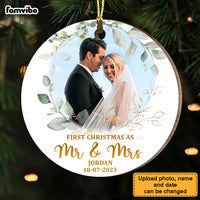 Personalized Gift For Couple First Christmas Photo Circle Ornament 28726 thumb 1