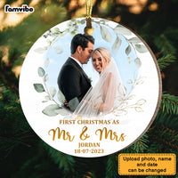 Personalized Gift For Couple First Christmas Photo Circle Ornament 28726 thumb 1