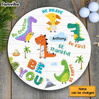 Personalized Be Kind Dinosaur Grandson  Round Wood Sign 28728 thumb 1