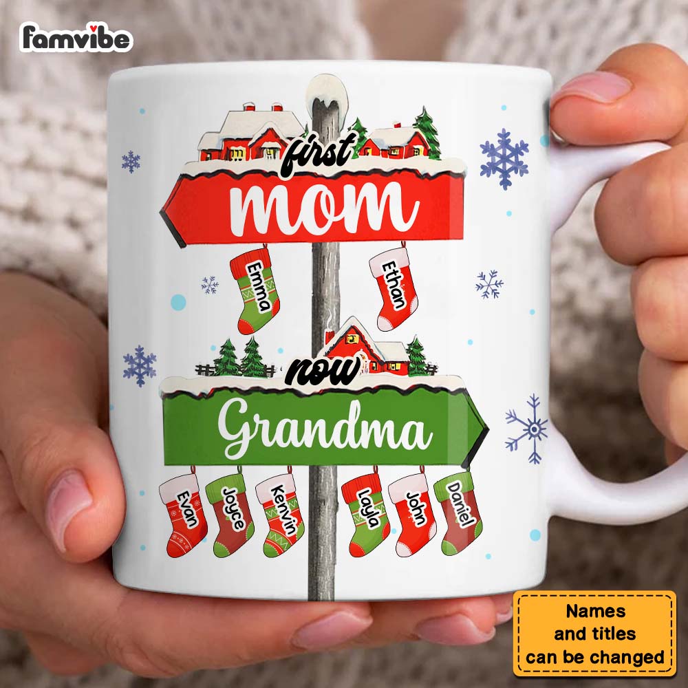 Personalized Gift For Grandma First Mom Now Grandma Christmas Mug 28732 Primary Mockup