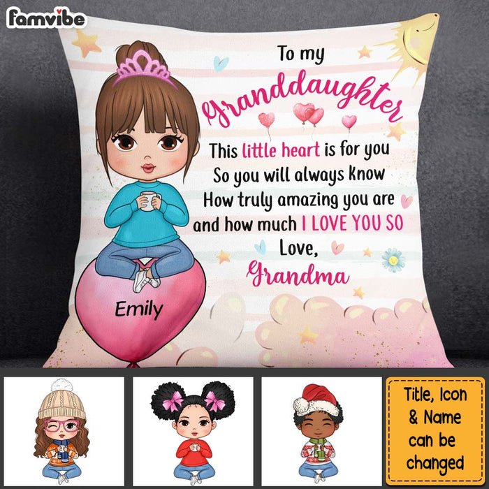 Personalized Gift For Granddaughter Heart For You Pillow 28739 1