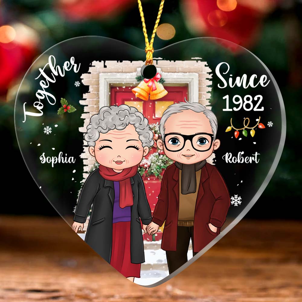 Personalized Christmas Gift For Old Couple Together Since Heart Ornament 28744 Primary Mockup