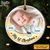 Personalized Elephant Baby And Moon First Christmas Circle Ornament 28745 1