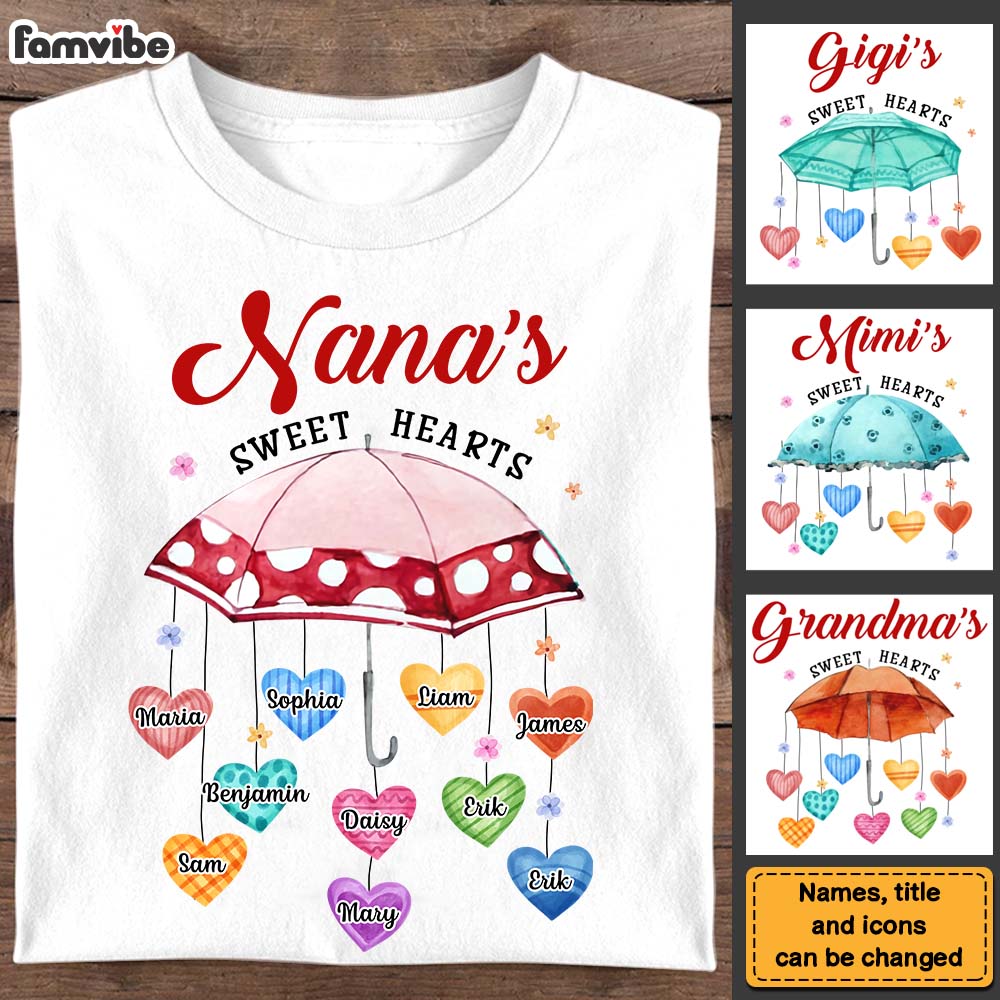 Personalized Gift For Grandma Umbrella Nana's Sweet Hearts Shirt Hoodie Sweatshirt 28748 Primary Mockup