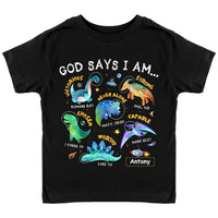 Personalized Gift For Grandson Space Dinosaur God Says I Am Kid T Shirt 28751 thumb 1