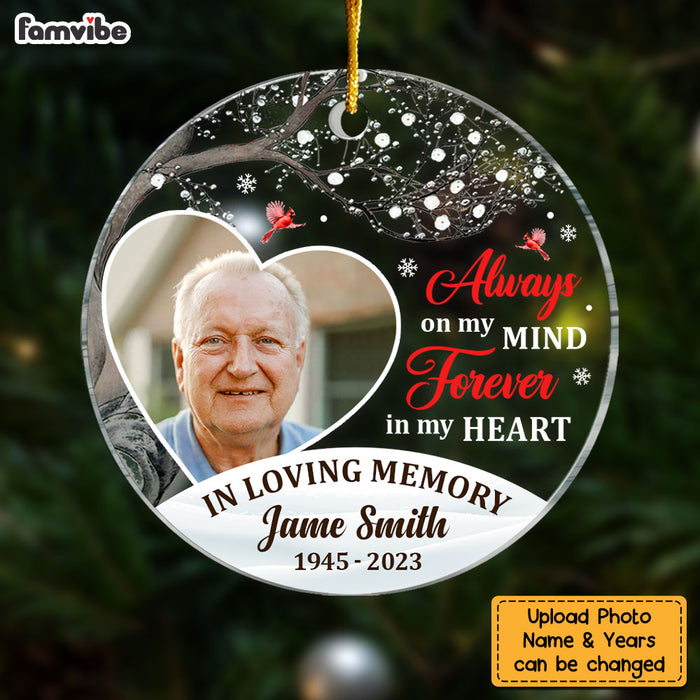Personalized Memorial Christmas Gift Custom Photo Circle Ornament 28752 1