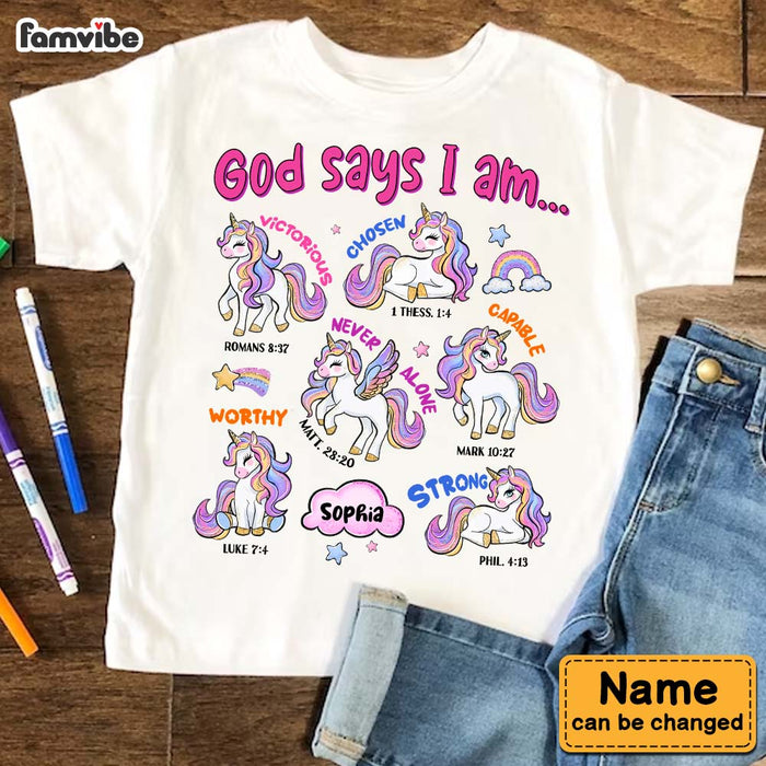 Personalized Gift For Granddaughter God Says I Am Unicorn Kid T Shirt 28770 1