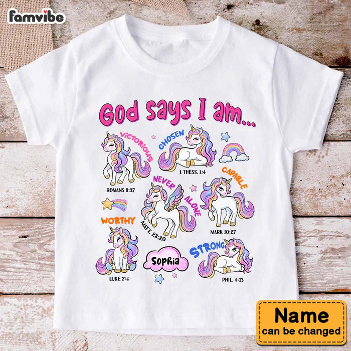 Personalized Gift For Granddaughter God Says I Am Unicorn Kid T Shirt 28770 1