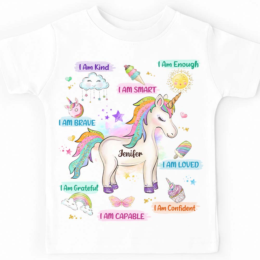 Personalized Gift For Granddaughter I Am Kind Unicorn Kid T Shirt 28771 Mockup 2