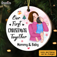 Personalized Gift For Baby Our First Christmas Together Mommy & Baby Circle Ornament 28772 thumb 1