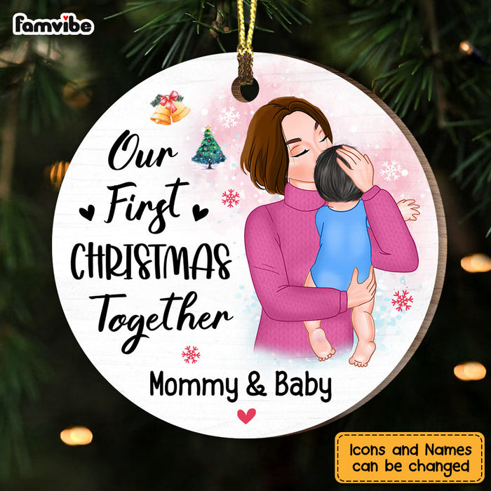 Personalized Gift For Baby Our First Christmas Together Mommy & Baby Circle Ornament 28772 1
