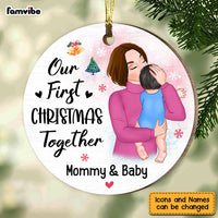 Personalized Gift For Baby Our First Christmas Together Mommy & Baby Circle Ornament 28772 thumb 1