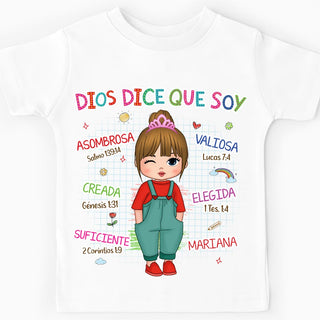 Personalized Granddaughter Que Soy God Says Spanish Kid T Shirt 28775 Mockup Black