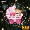 Personalized Baby's First Christmas Baby Carriage Circle Ornament 28777 1