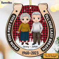 Personalized Christmas Gift For Couple Horseshoe Our First Kiss Ornament 28778 thumb 1