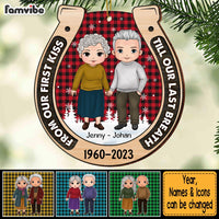 Personalized Christmas Gift For Couple Horseshoe Our First Kiss Ornament 28778 thumb 1