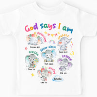 Personalized Gift For Granddaughter Gods Says I Am Elephant Kid T Shirt 28785 thumb 1