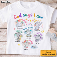 Personalized Gift For Granddaughter Gods Says I Am Elephant Kid T Shirt 28785 thumb 1