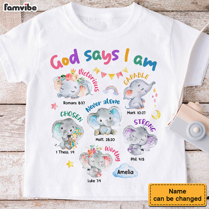 Personalized Gift For Granddaughter Gods Says I Am Elephant Kid T Shirt 28785 1