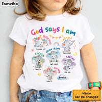 Personalized Gift For Granddaughter Gods Says I Am Elephant Kid T Shirt 28785 thumb 1