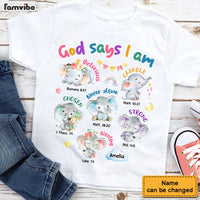 Personalized Gift For Granddaughter Gods Says I Am Elephant Kid T Shirt 28785 thumb 1